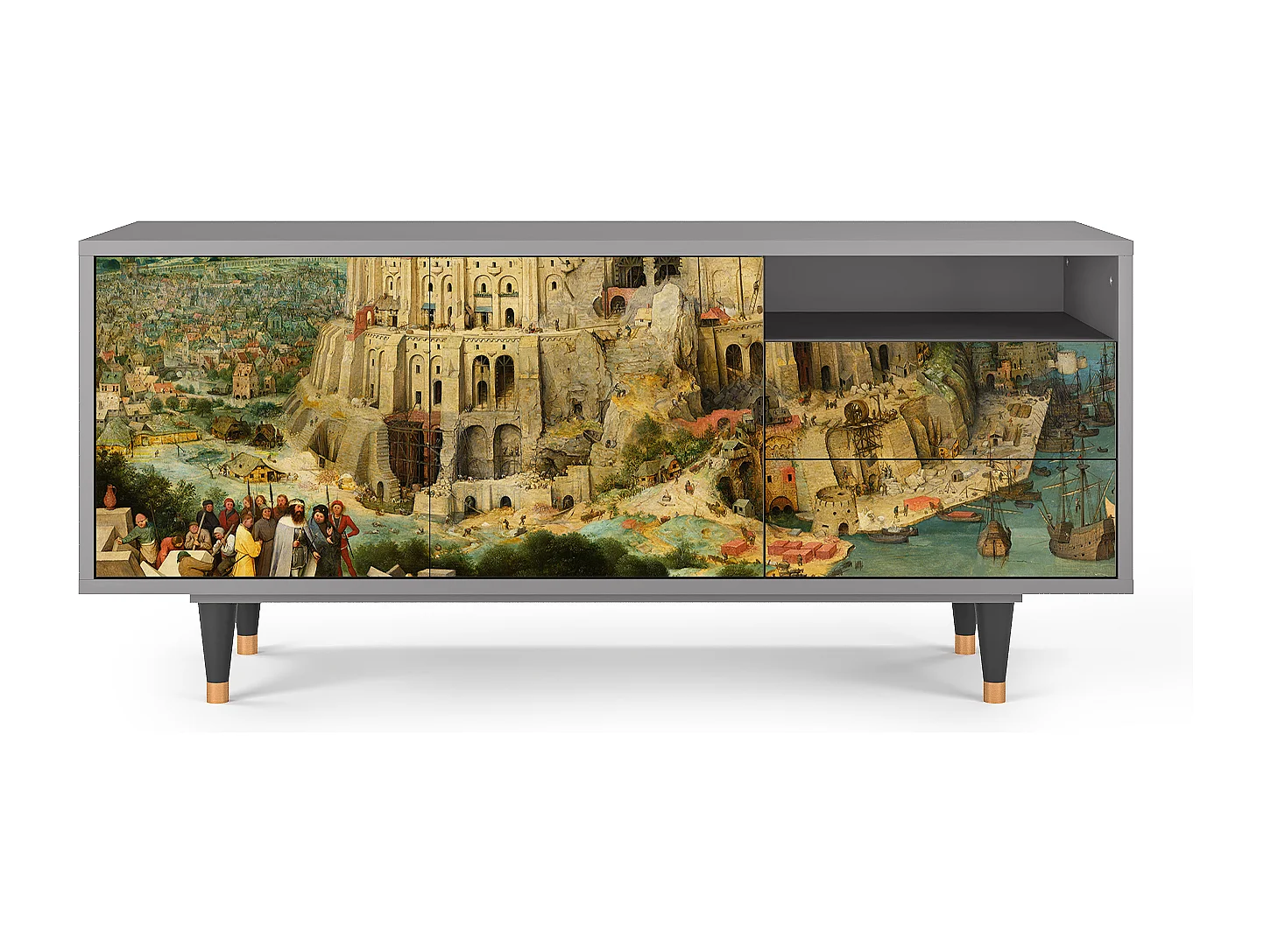 Meuble TV - 125х56х41 cm - T7 - Elder The Tower, Gris