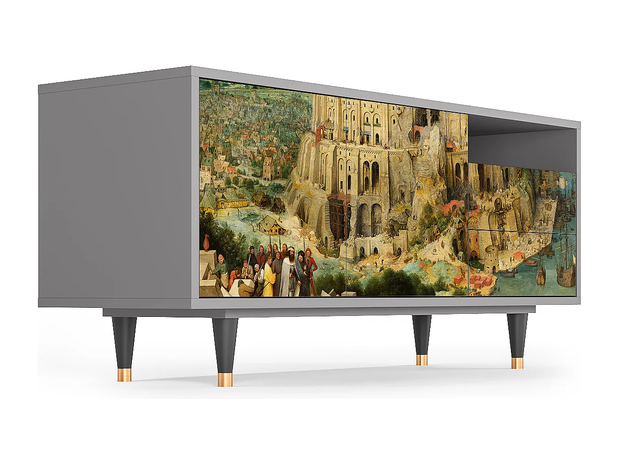 Meuble TV - 125х56х41 cm - T7 - Elder The Tower, Gris