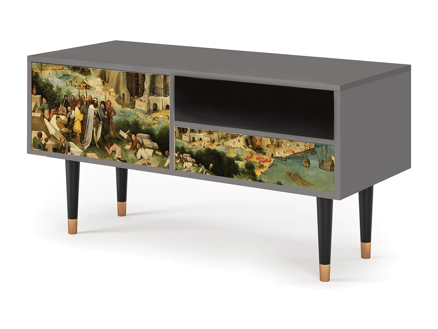 Meuble TV - 115х59х48 cm - T3 - Elder The Tower, Gris