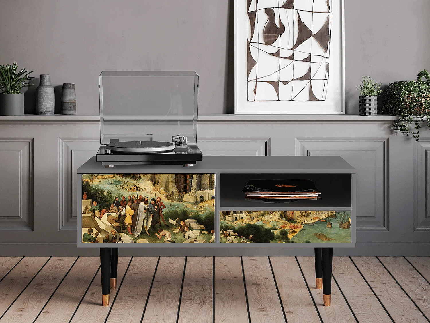 Mobile TV - 115х59х48 cm - T3 - Elder The Tower, Grigio