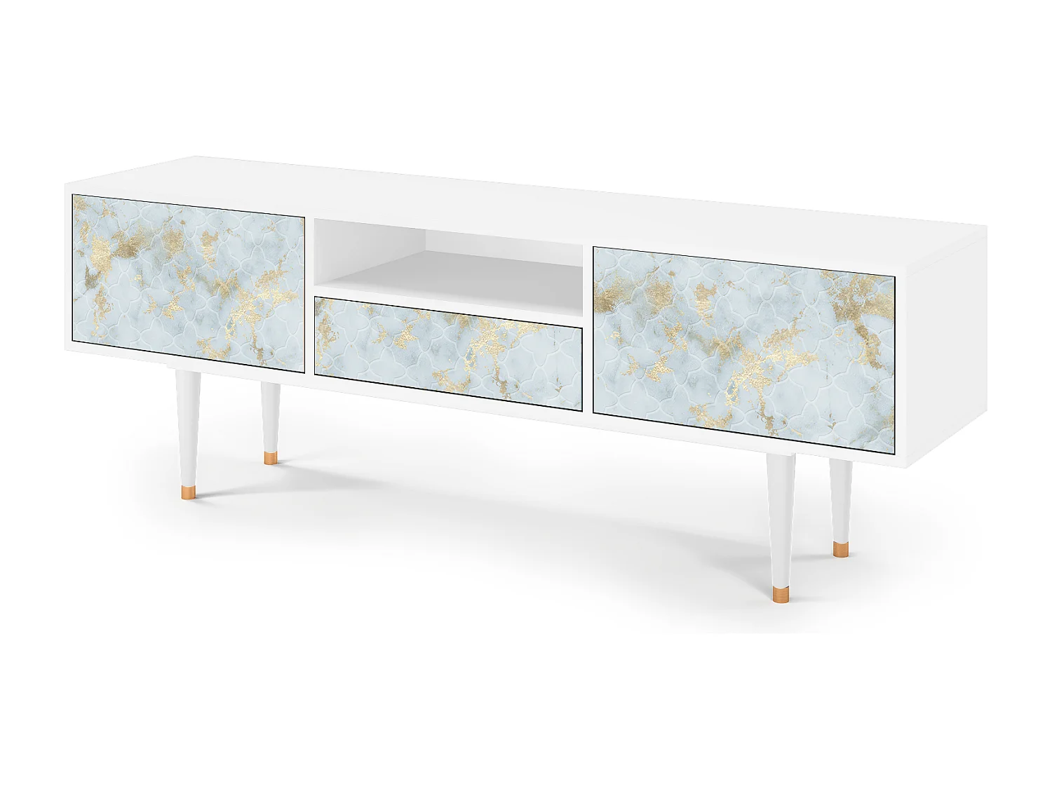 Szafka RTV - 170х59х41 cm - T6 - Golden Waves, Biały