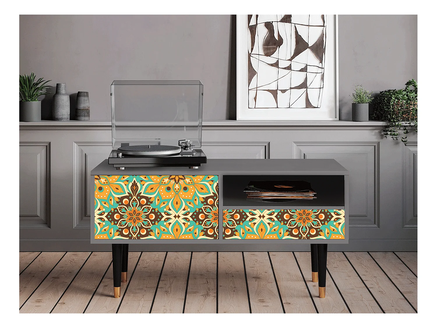 TV-meubel - 115х59х48 cm - T3 - Indian Spices, Grijs