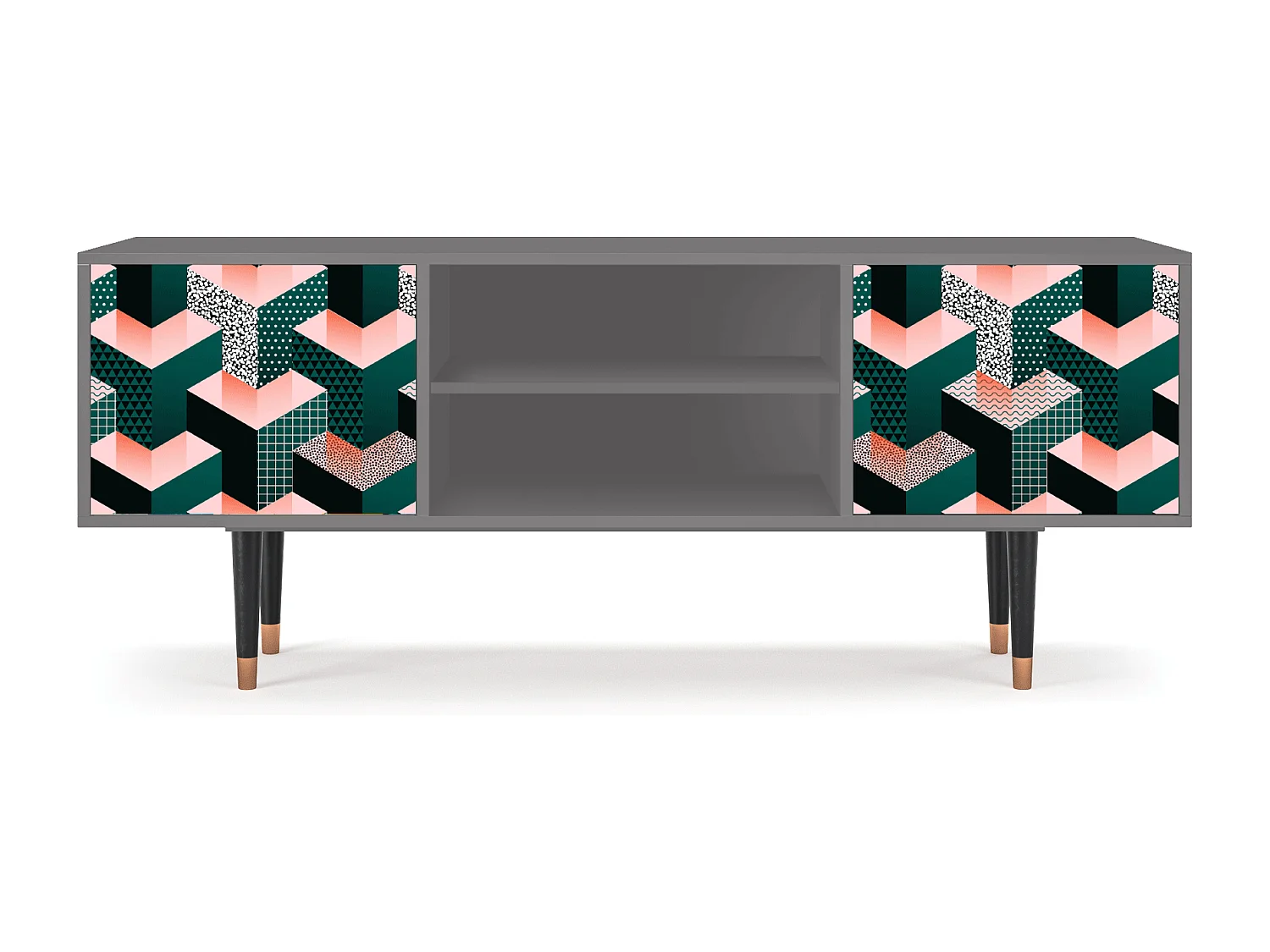 Meuble TV - 170х69х48 cm - T2 - Geometric Madness, Gris