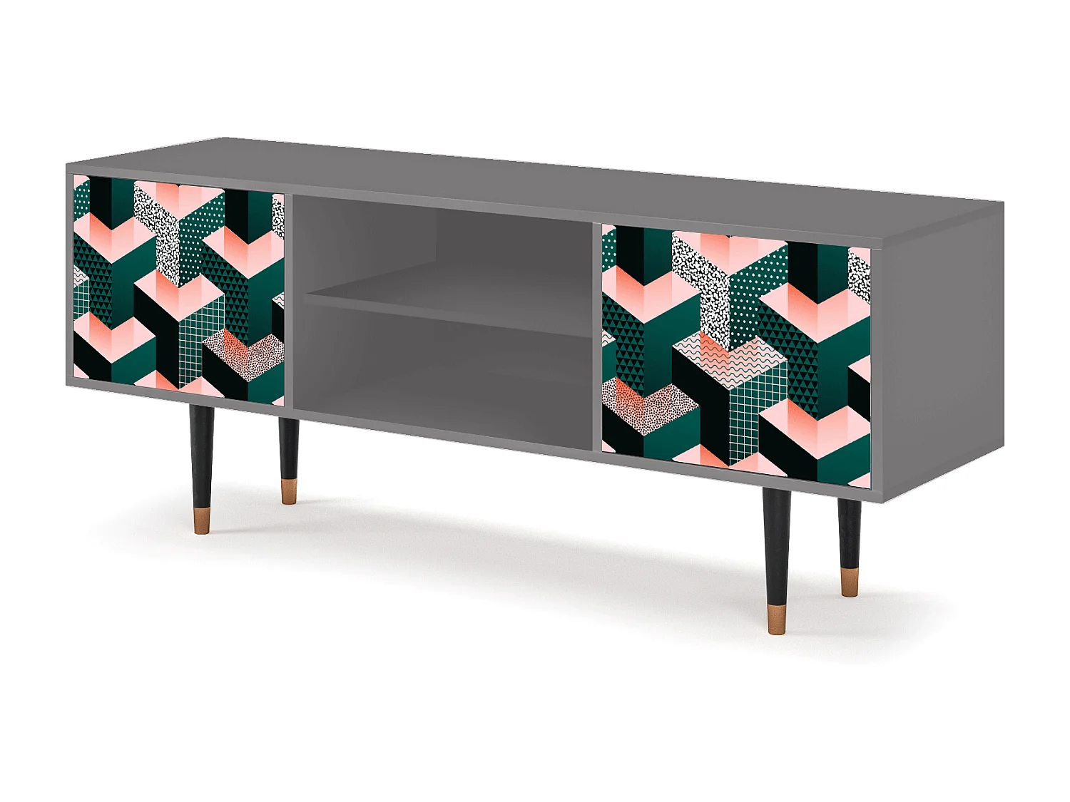 Meuble TV - 170х69х48 cm - T2 - Geometric Madness, Gris