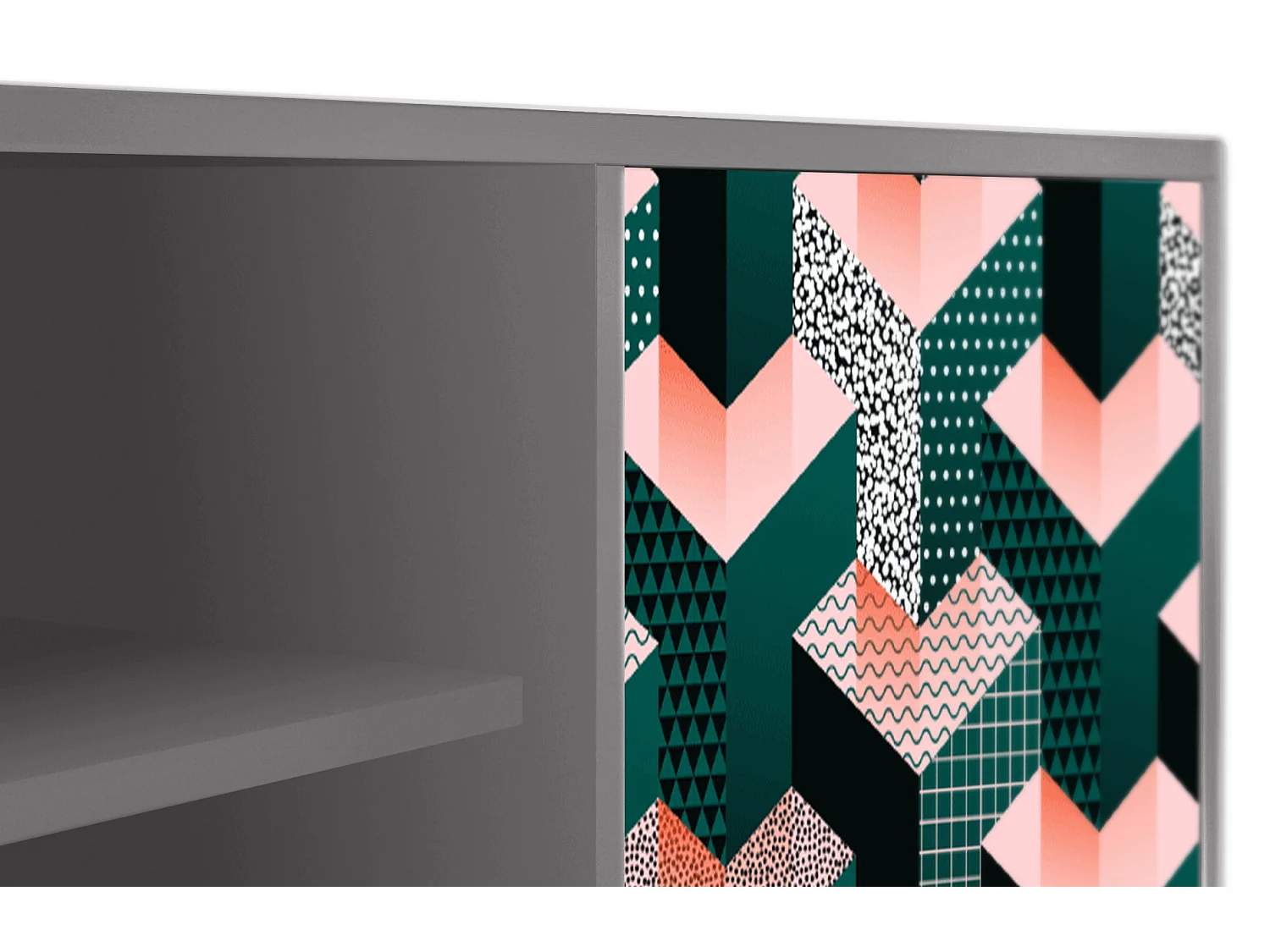 Meuble TV - 170х69х48 cm - T2 - Geometric Madness, Gris