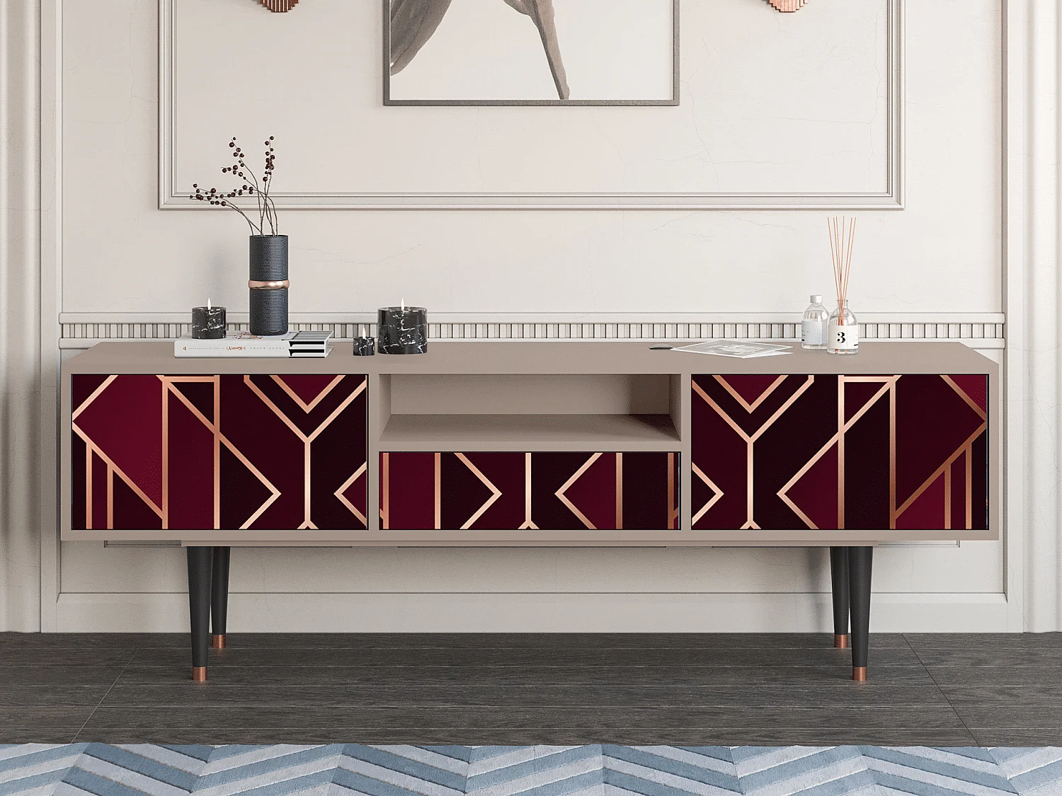 TV-Möbel - 170х59х41 cm - T6 - Burgundy Jewelery, Latte