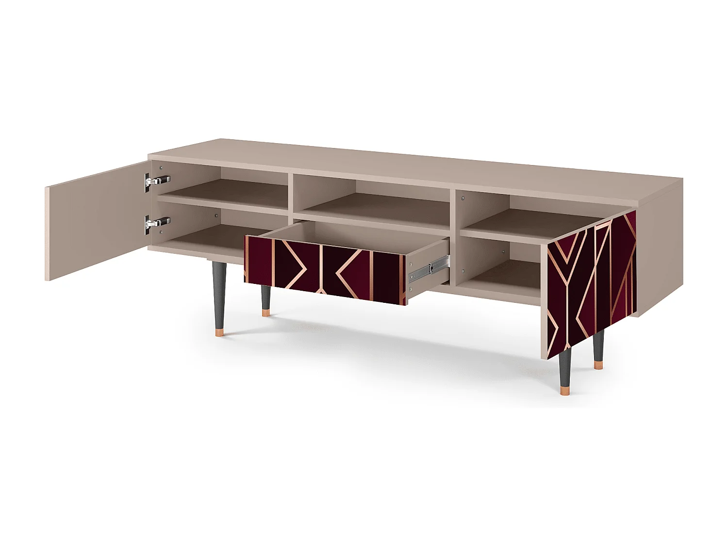 Meuble TV - 170х59х41 cm - T6 - Burgundy Jewelery, Latte