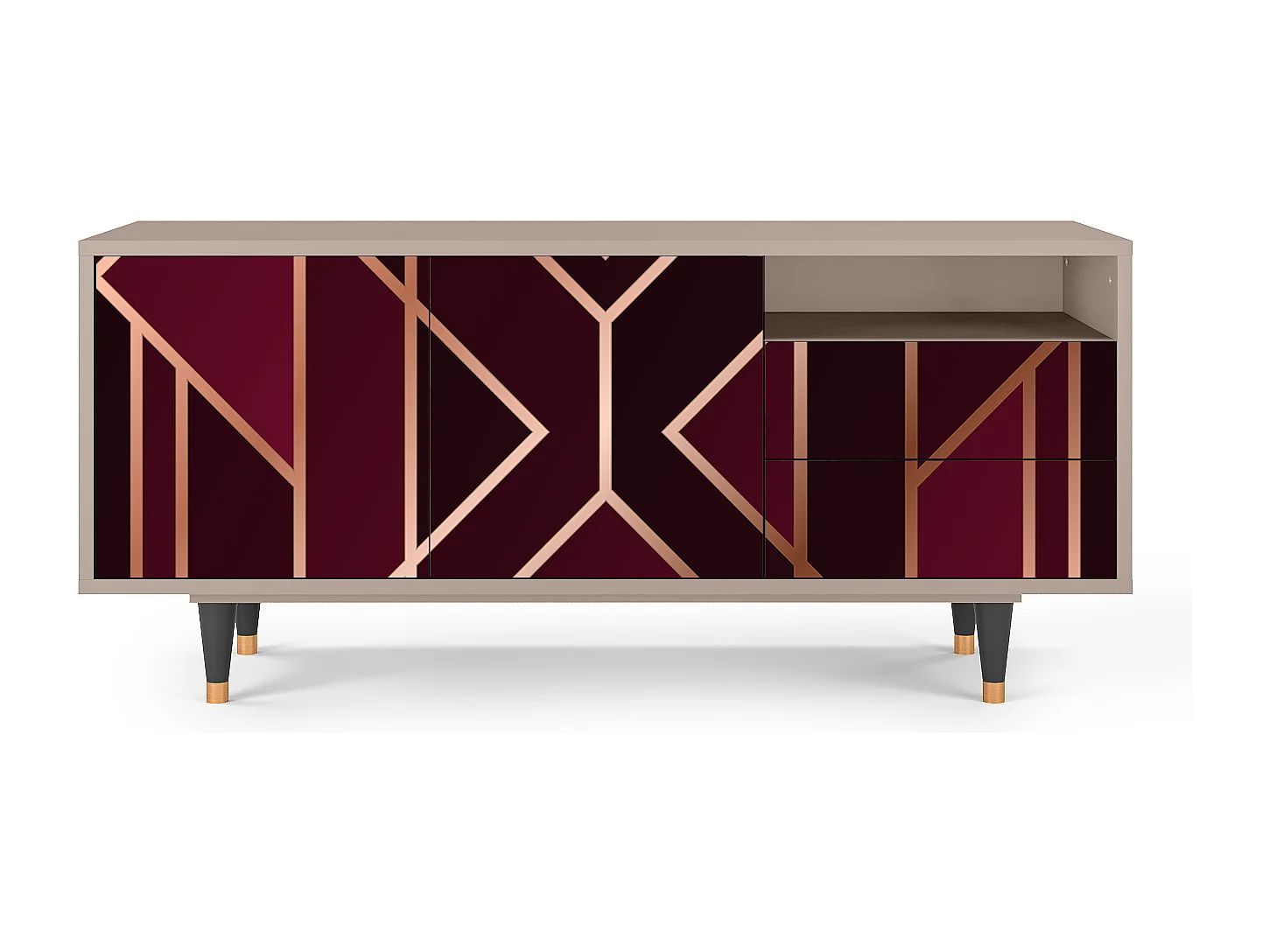 Mueble de TV - 125х56х41 cm - T7 - Burgundy Jewelery, Latte