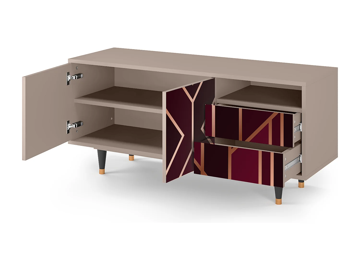 Mueble de TV - 125х56х41 cm - T7 - Burgundy Jewelery, Latte