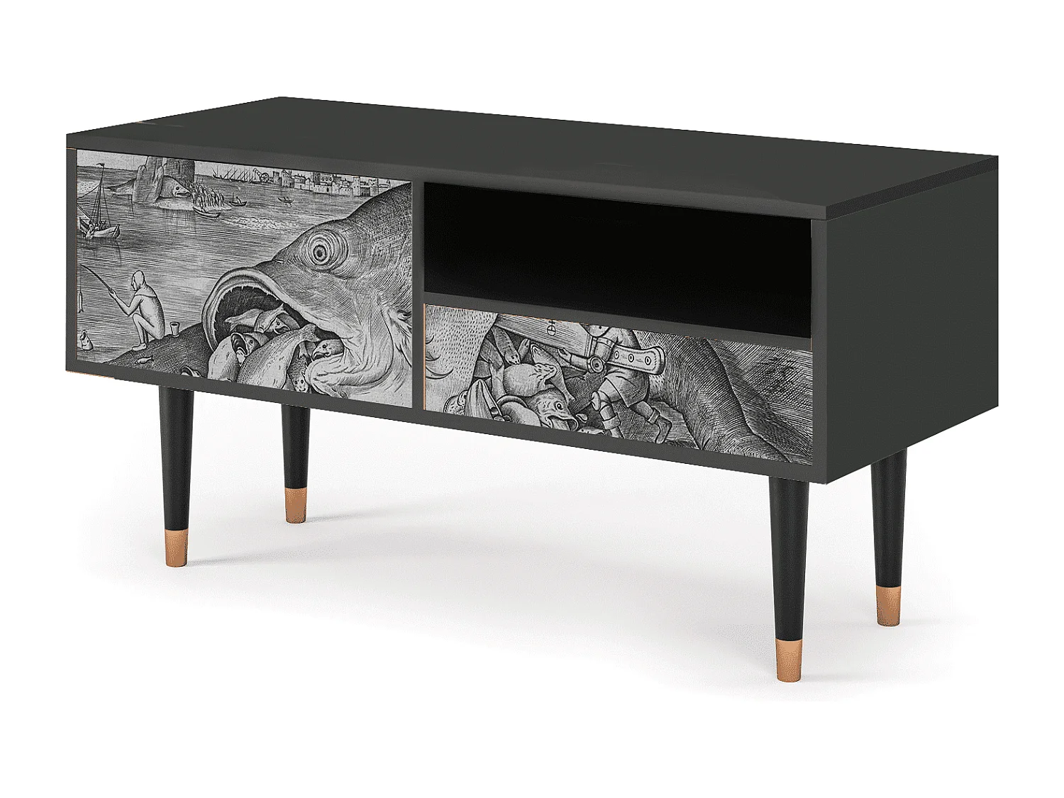 Szafka RTV - 115х59х48 cm - T3 - Big Fish Eat Little, Antracyt