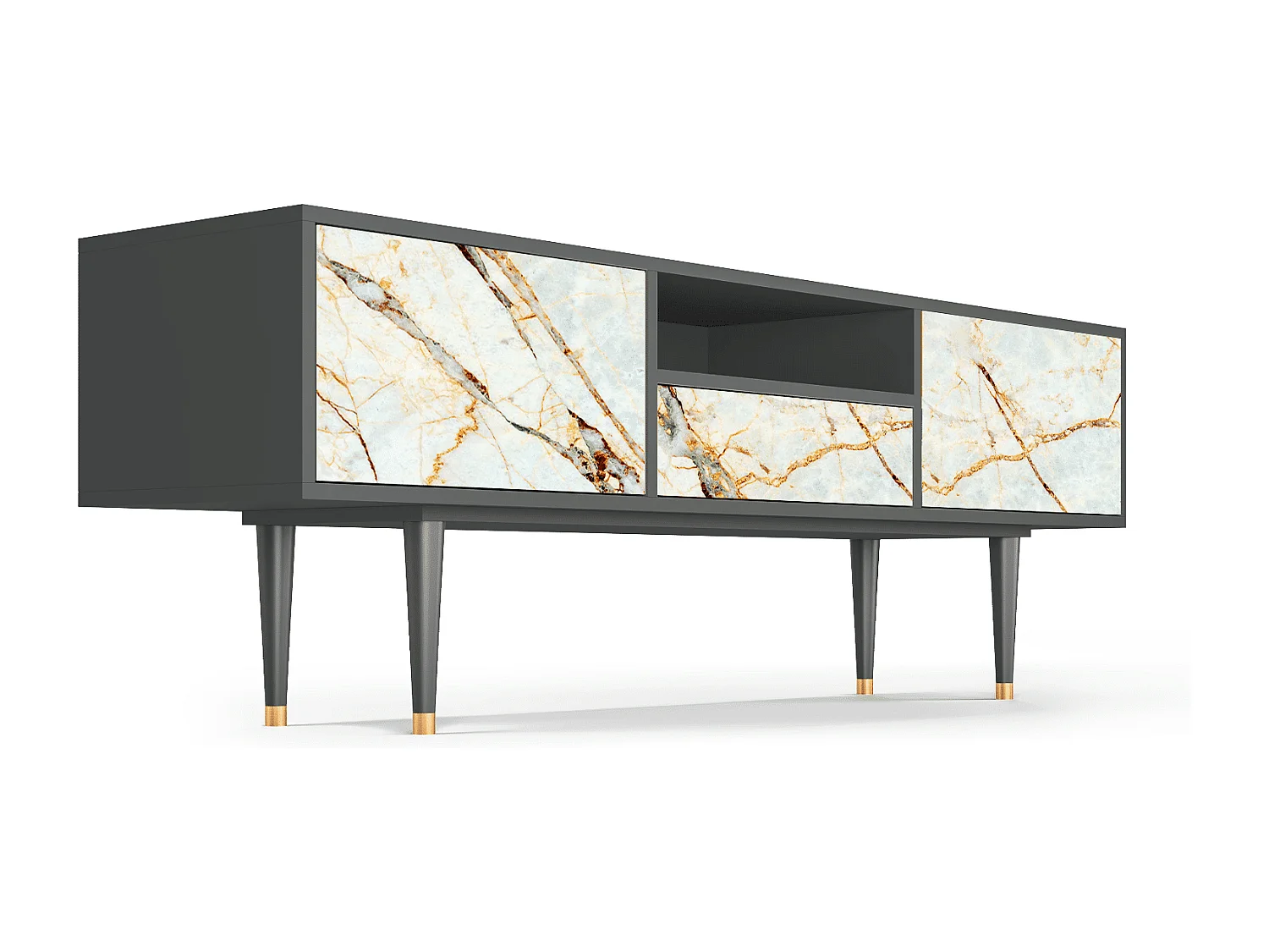 Mueble de TV - 170х59х41 cm - T6 - Arenay Marble, Antracita
