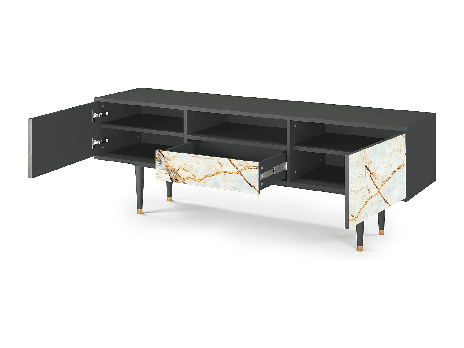 Mueble de TV - 170х59х41 cm - T6 - Arenay Marble, Antracita