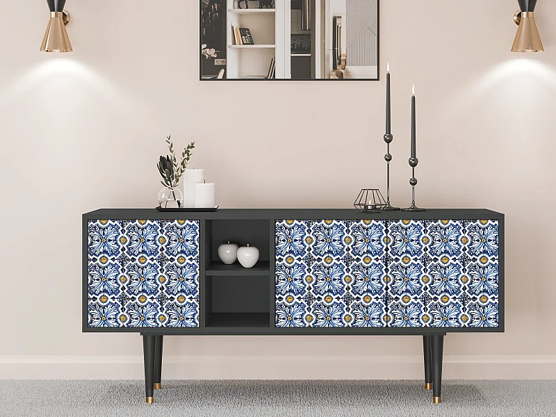 Meuble TV - 150х69х41 cm - T5 - Lovely Cornflowers, Anthracite