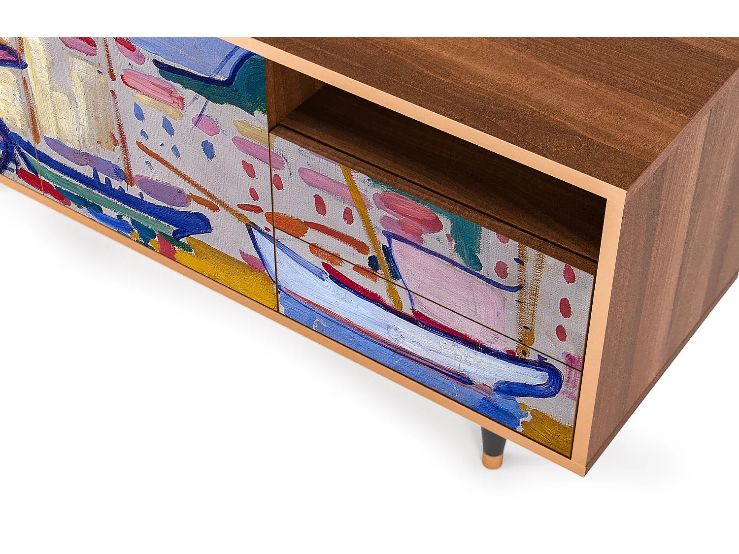 Meuble TV - 125х56х41 cm - T7 - The Port of Collioure , Noyer