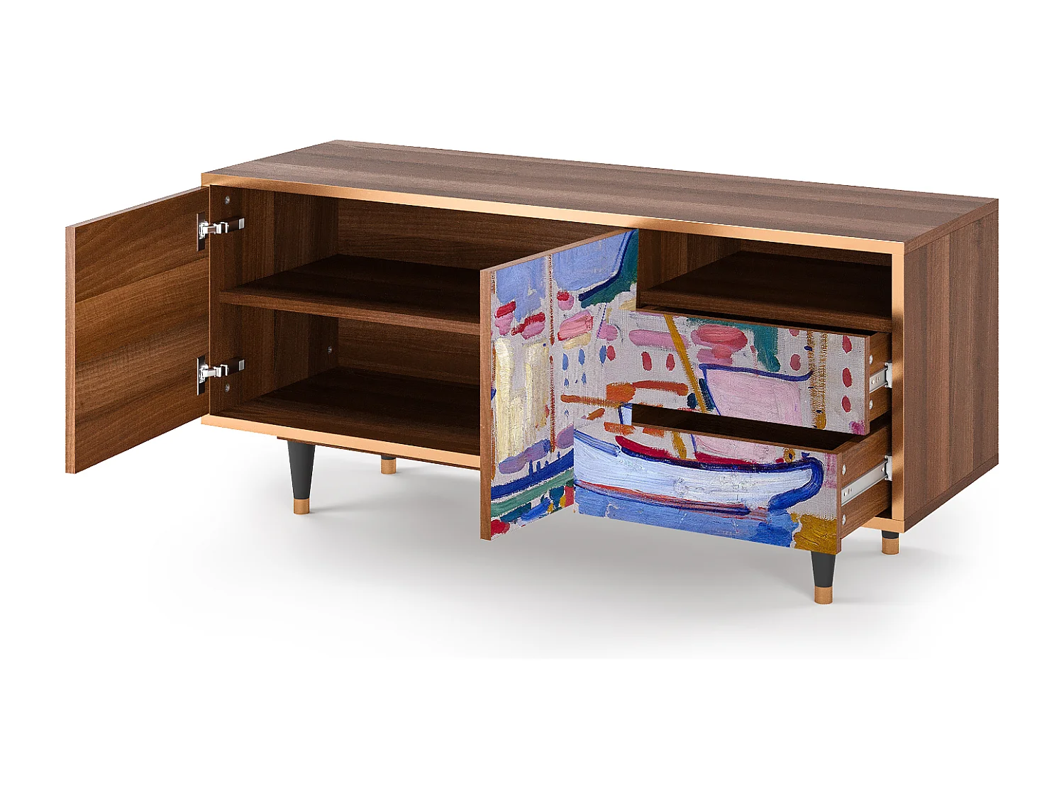 Meuble TV - 125х56х41 cm - T7 - The Port of Collioure , Noyer