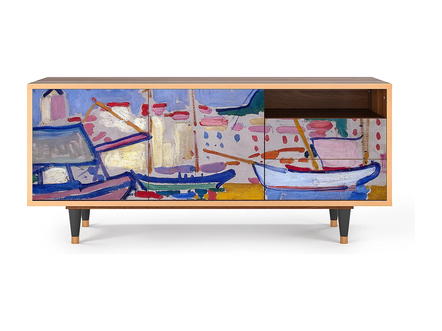 Meuble TV - 125х56х41 cm - T7 - The Port of Collioure , Noyer