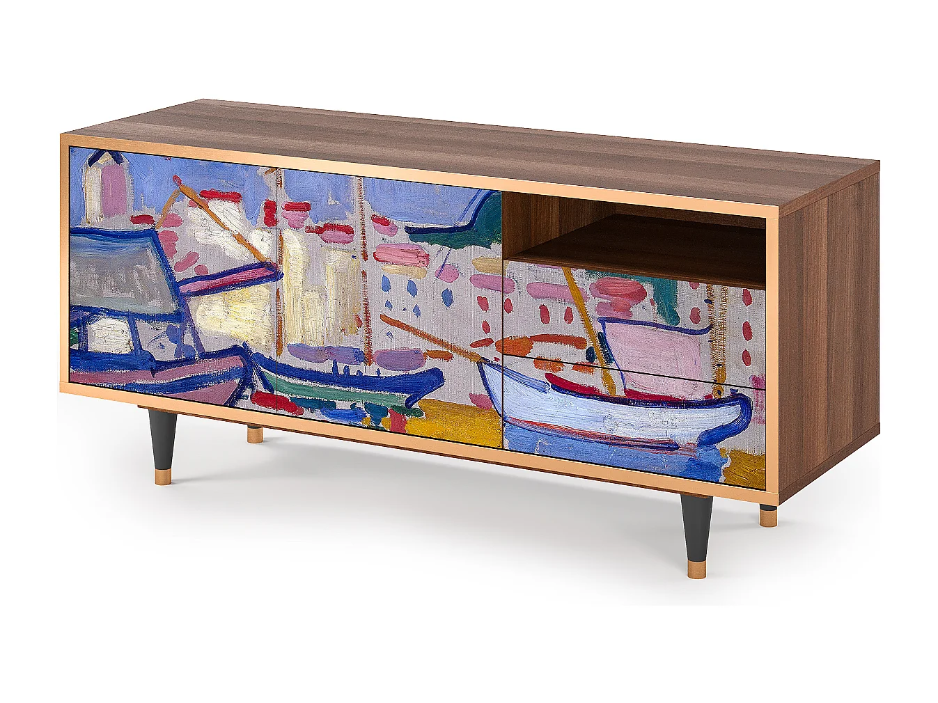 Meuble TV - 125х56х41 cm - T7 - The Port of Collioure , Noyer