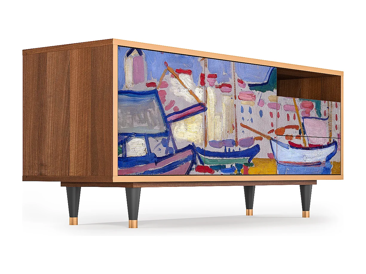 Meuble TV - 125х56х41 cm - T7 - The Port of Collioure , Noyer