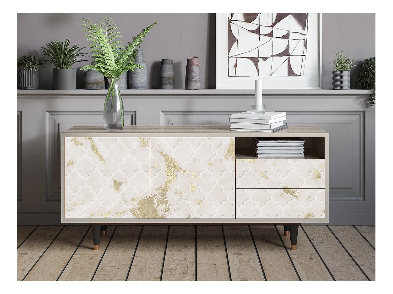 Meuble TV - 125х56х41 cm - T7 - Sahara desert, Sable