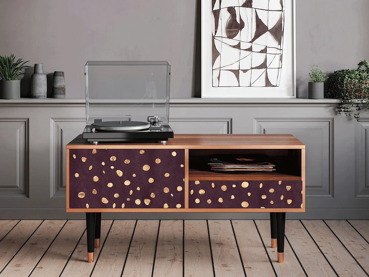 Mueble de TV - 115х59х48 cm - T3 - Glowworms, Nogueira