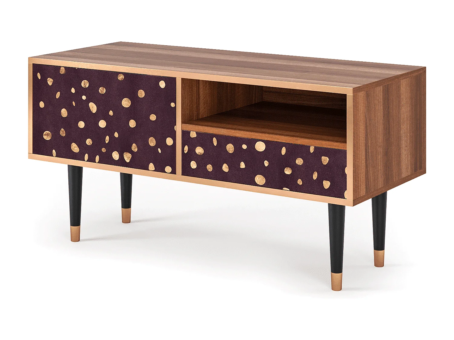 Mueble de TV - 115х59х48 cm - T3 - Glowworms, Nogueira