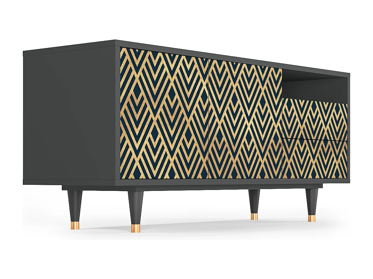 Mueble de TV - 125х56х41 cm - T7 - Egypt Triangles, Antracita