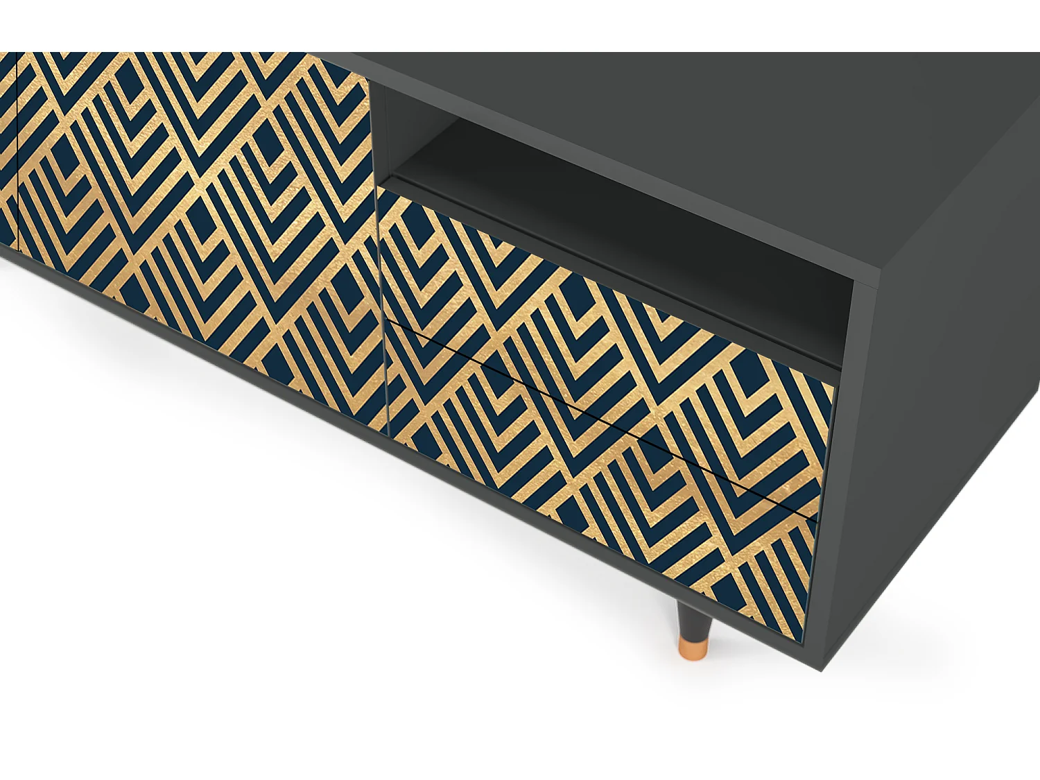 Mueble de TV - 125х56х41 cm - T7 - Egypt Triangles, Antracita