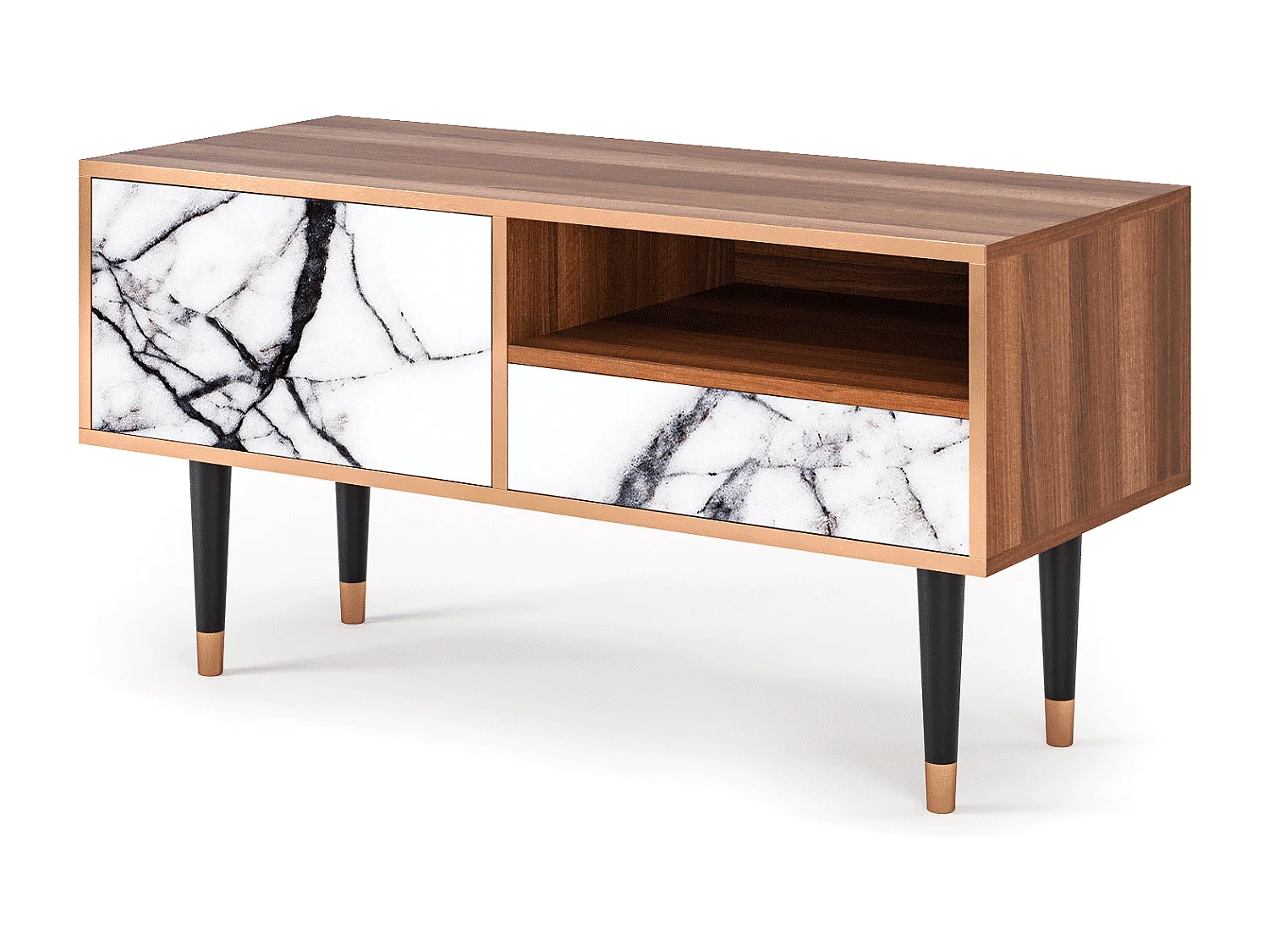 Szafka RTV - 115х59х48 cm - T3 - Raven Marble, Orzech