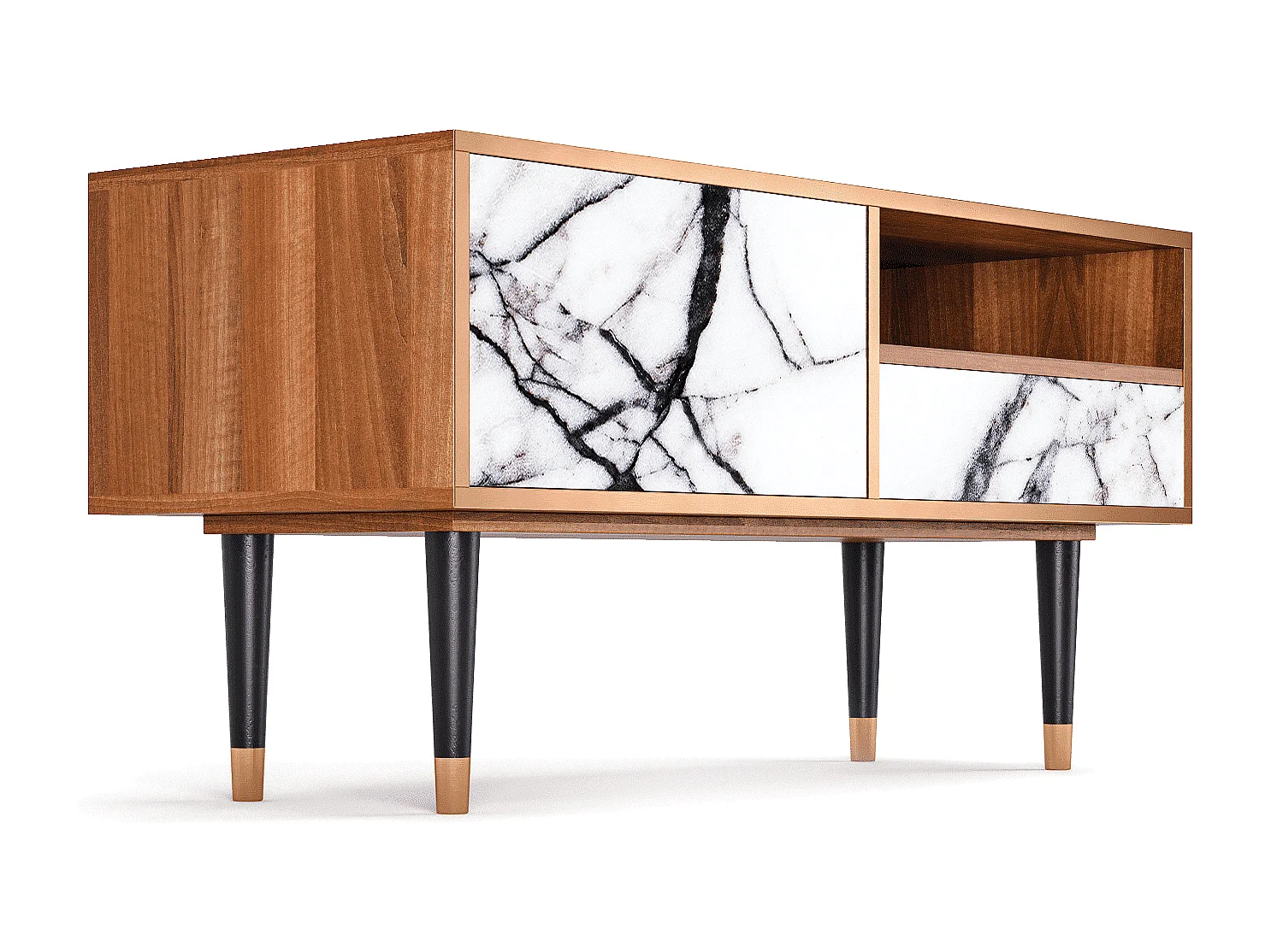 Szafka RTV - 115х59х48 cm - T3 - Raven Marble, Orzech