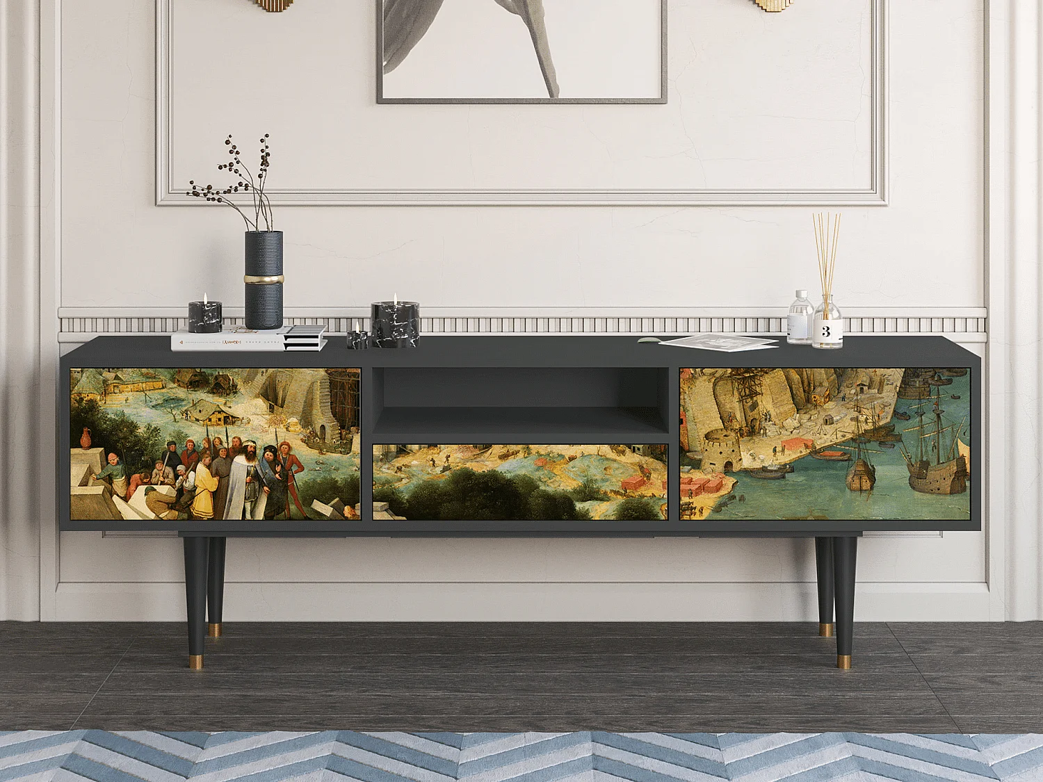 Szafka RTV - 170х59х41 cm - T6 - Elder The Tower, Antracyt