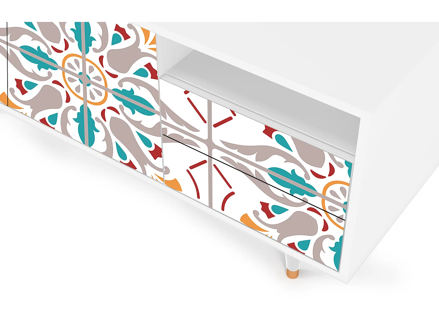 Szafka RTV - 125х56х41 cm - T7 - Spring Ceramics, Biały