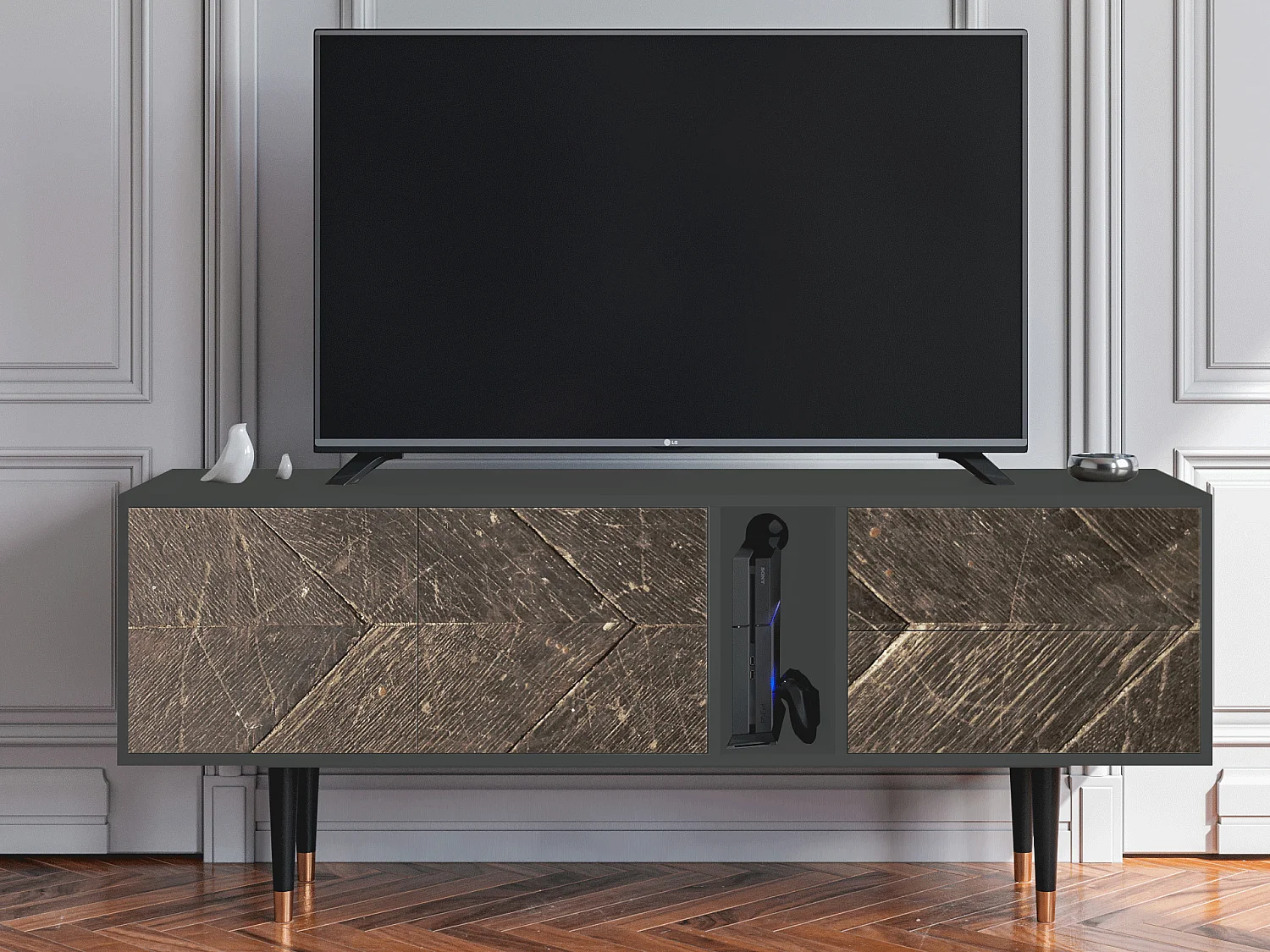 Szafka RTV - 170х69х48 cm - T1 - Wise Tree, Antracyt