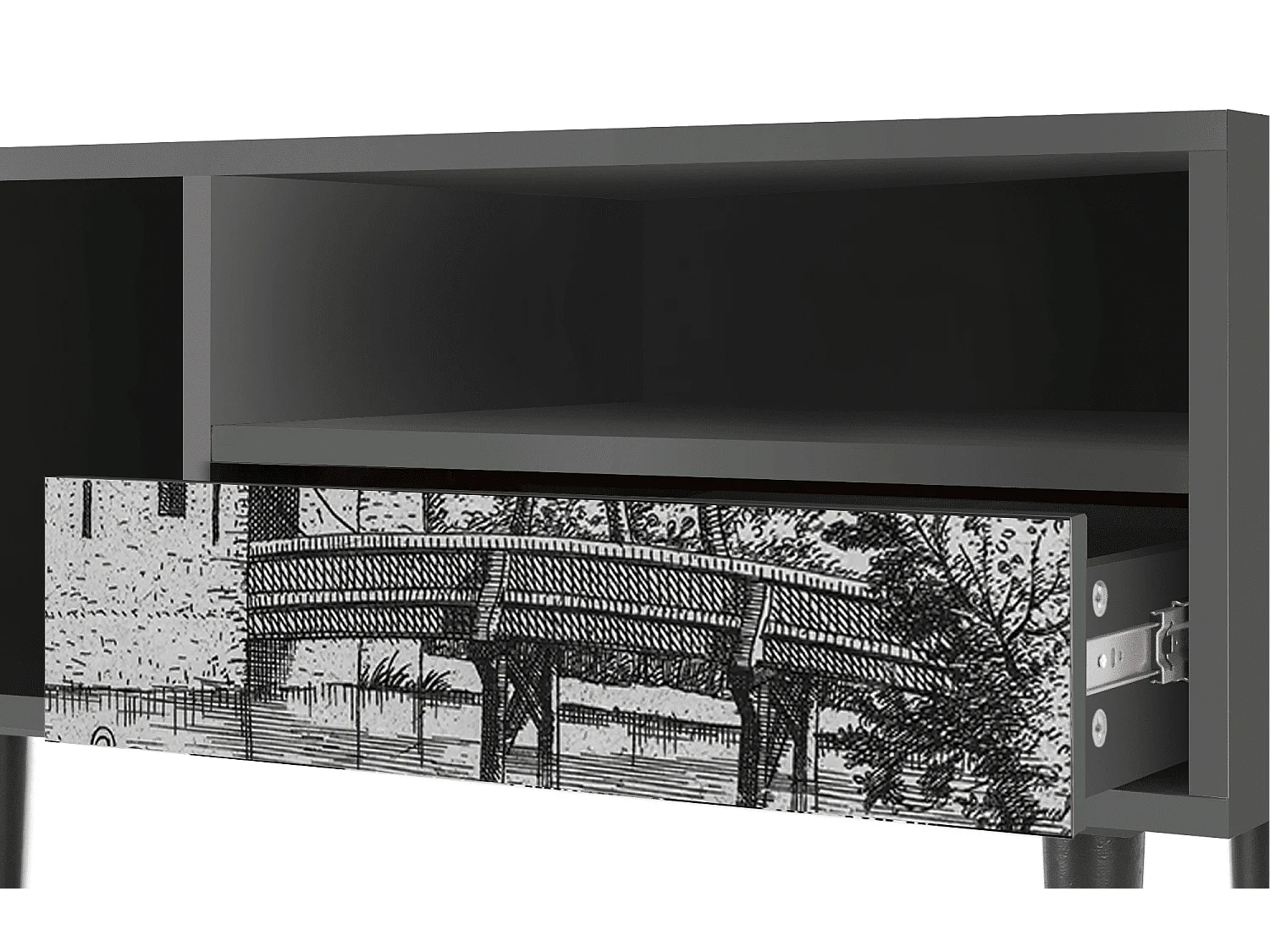 Mueble de TV - 115х59х48 cm - T3 - Castle with Bridge, Antracita