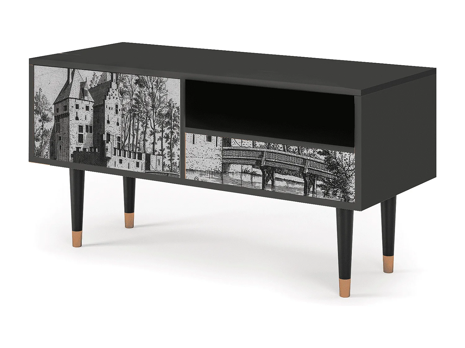 Meuble TV - 115х59х48 cm - T3 - Castle with Bridge, Anthracite