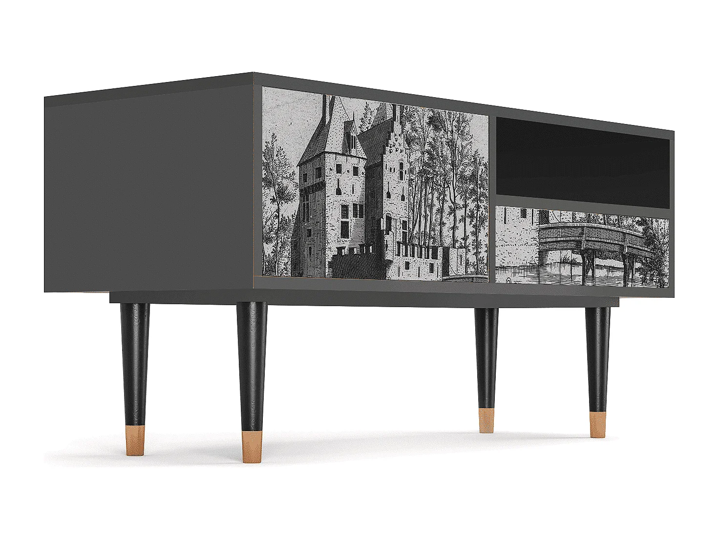 Meuble TV - 115х59х48 cm - T3 - Castle with Bridge, Anthracite