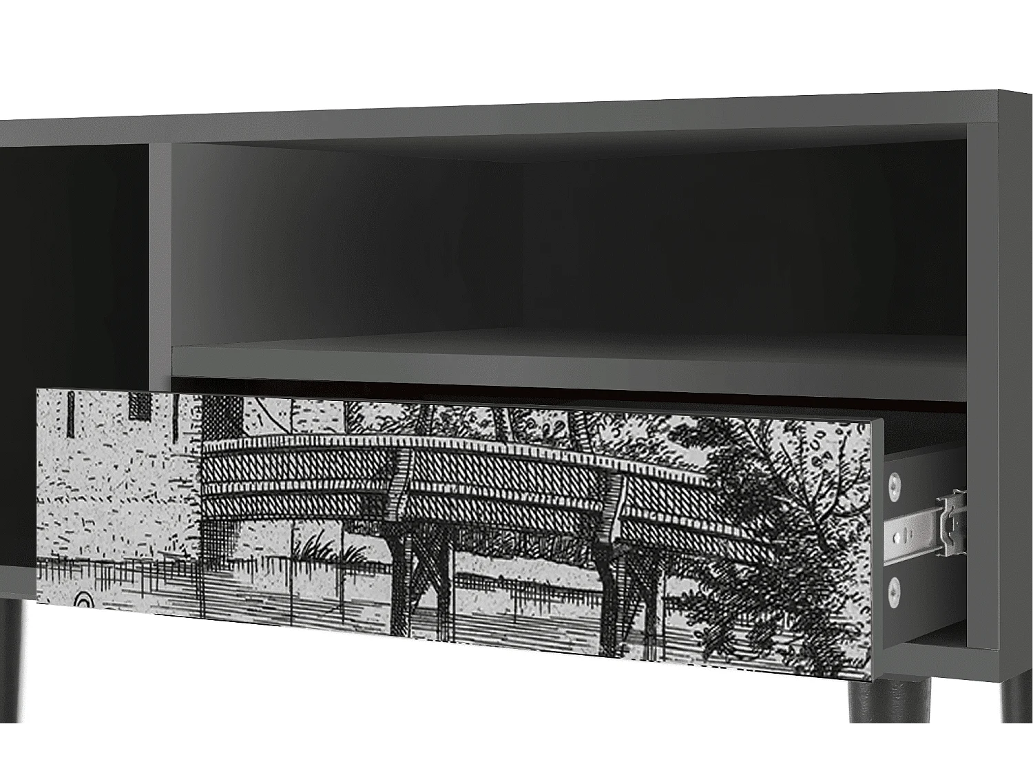 Meuble TV - 115х59х48 cm - T3 - Castle with Bridge, Anthracite