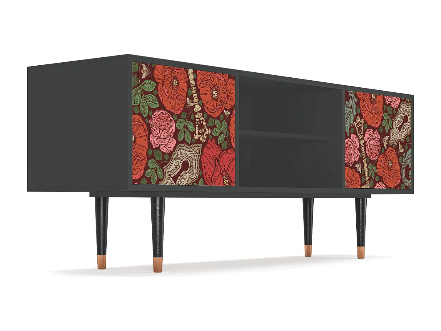 Mobile TV - 170х69х48 cm - T2 - Poppy Garden, Antracite