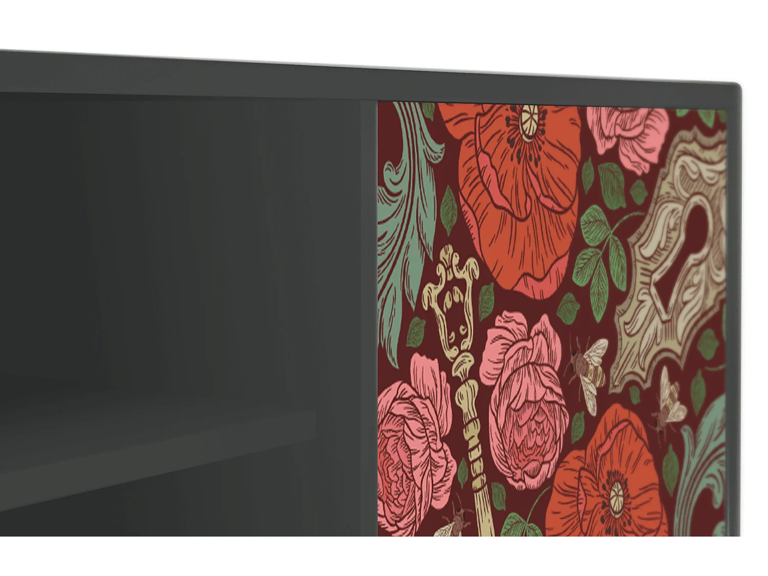 Mobile TV - 170х69х48 cm - T2 - Poppy Garden, Antracite