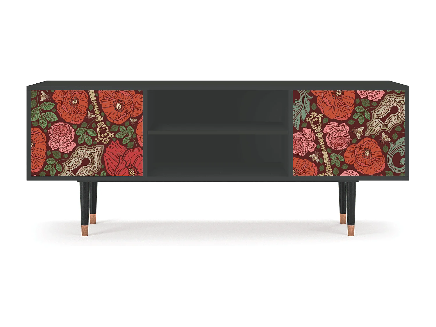 Meuble TV - 170х69х48 cm - T2 - Poppy Garden, Anthracite