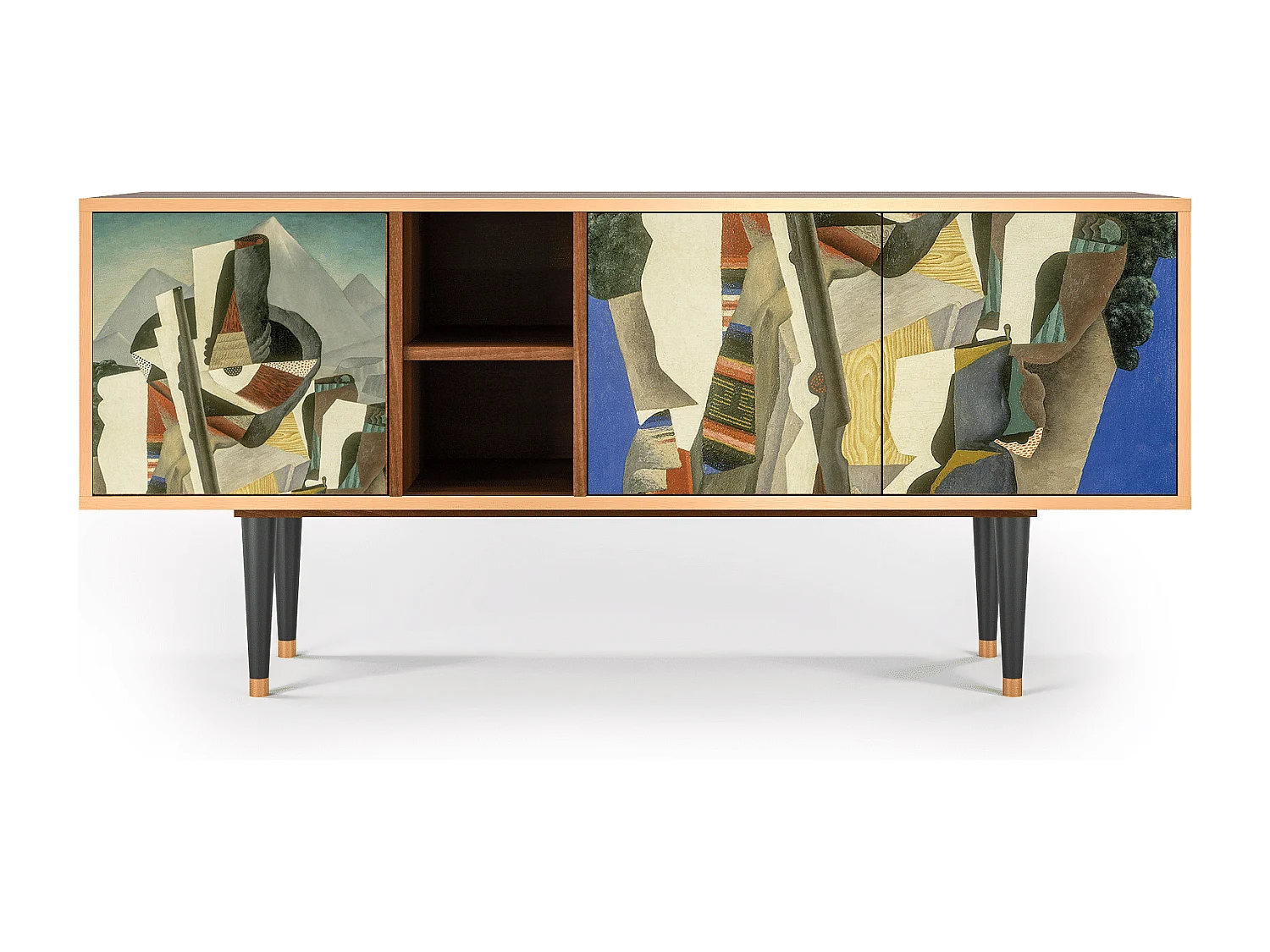 Meuble TV - 150х69х41 cm - T5 - The Cubist Paintings , Noyer