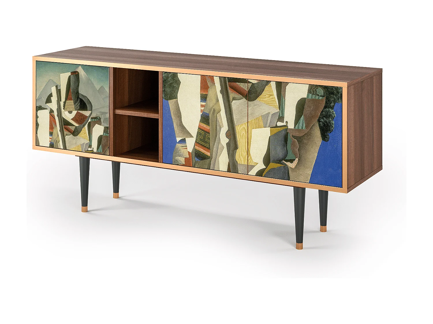 Meuble TV - 150х69х41 cm - T5 - The Cubist Paintings , Noyer