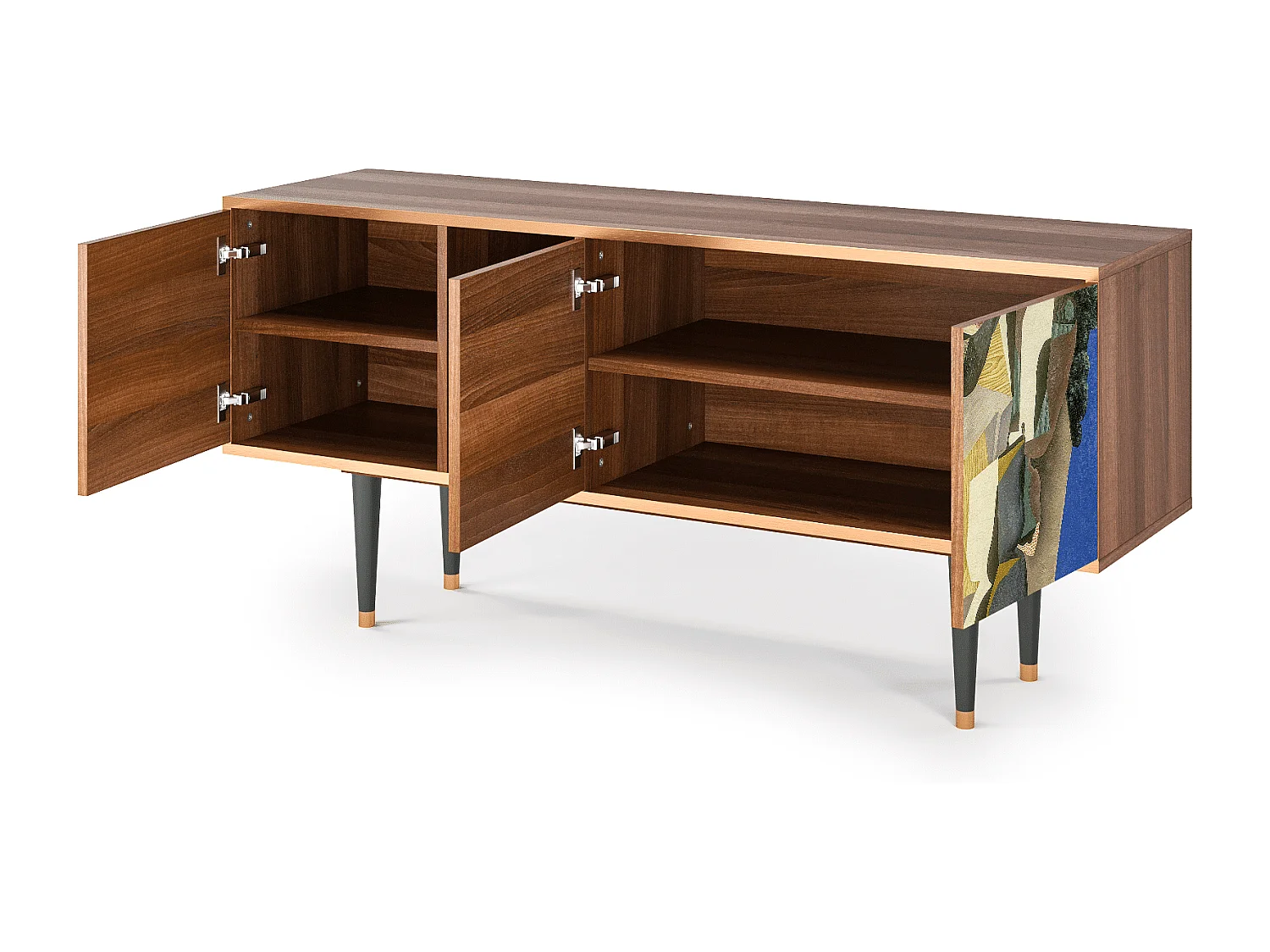 Meuble TV - 150х69х41 cm - T5 - The Cubist Paintings , Noyer