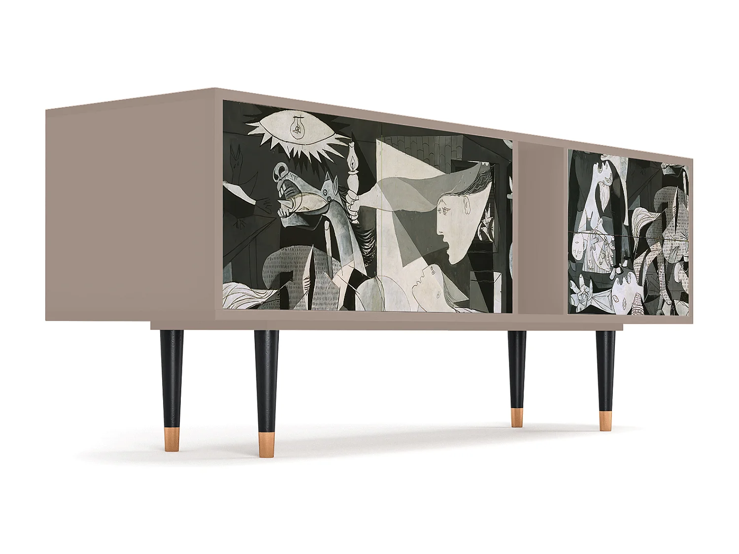 Szafka RTV - 170х69х48 cm - T1 - Guernica by Picasso, Latte