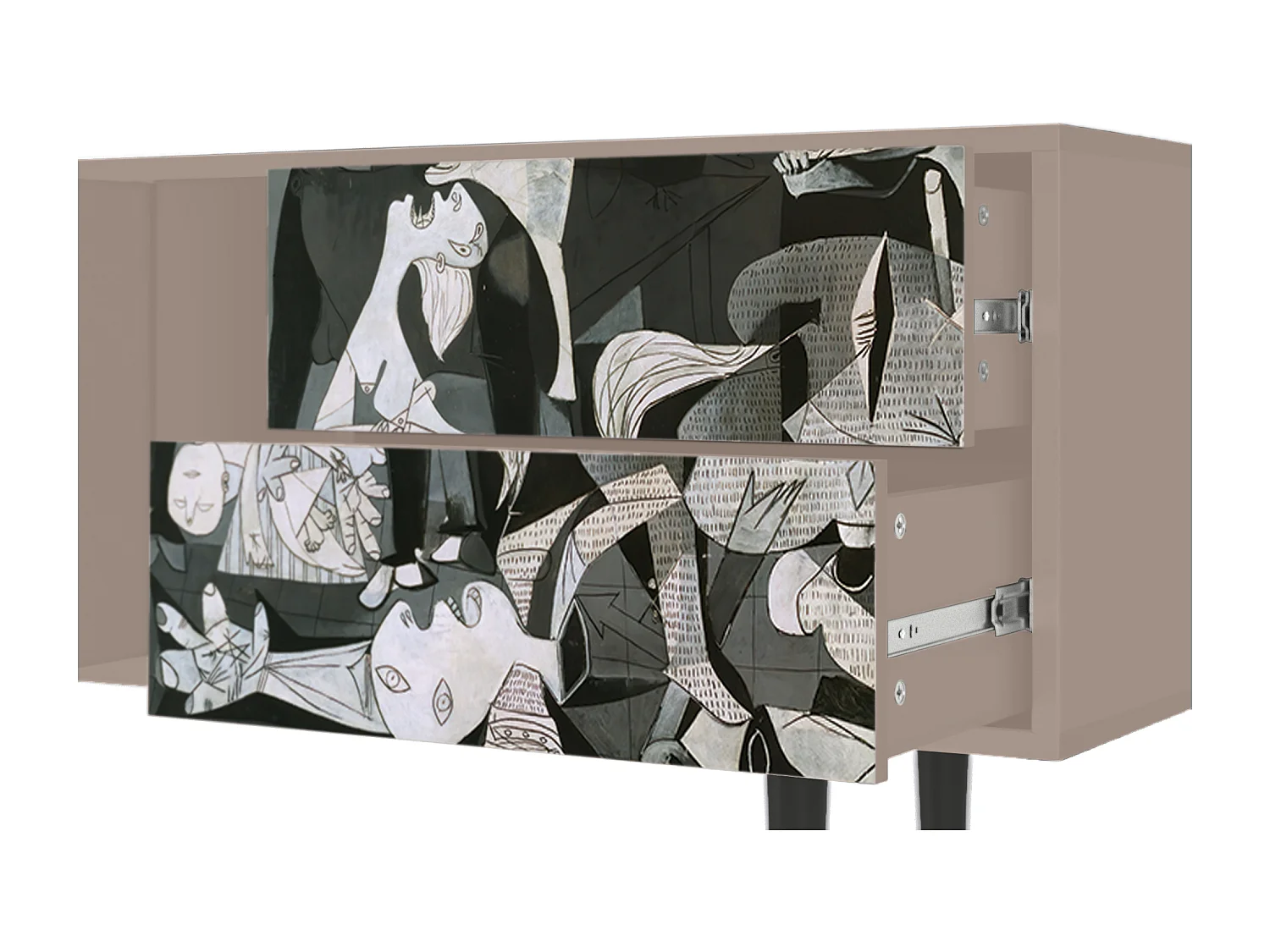 Szafka RTV - 170х69х48 cm - T1 - Guernica by Picasso, Latte
