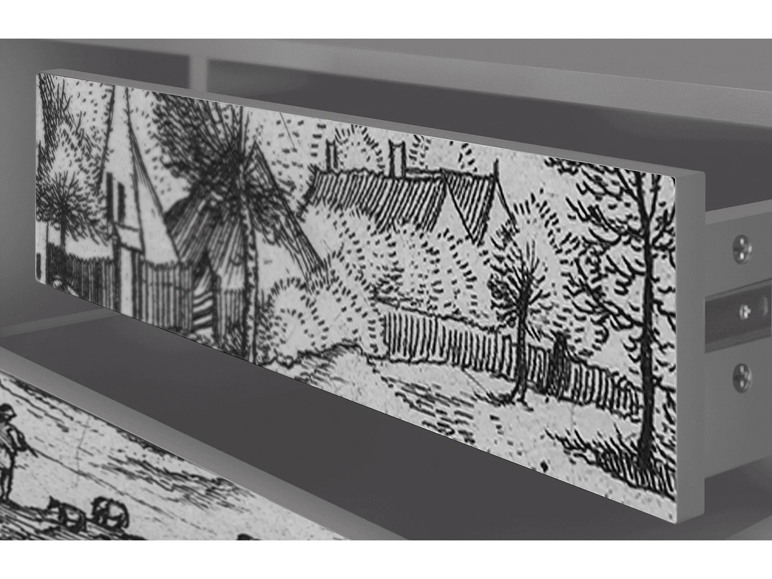 Szafka RTV - 170х59х48 cm - T4 - Country Village, Szary