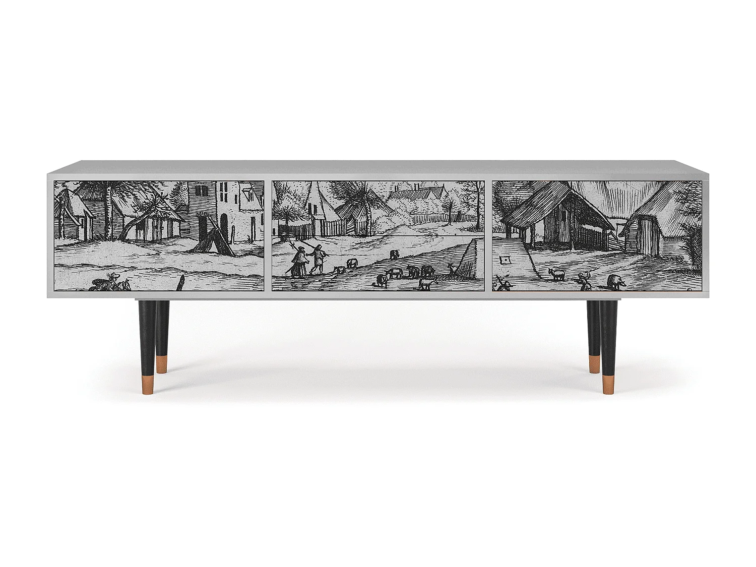 Mobile TV - 170х59х48 cm - T4 - Country Village, Grigio