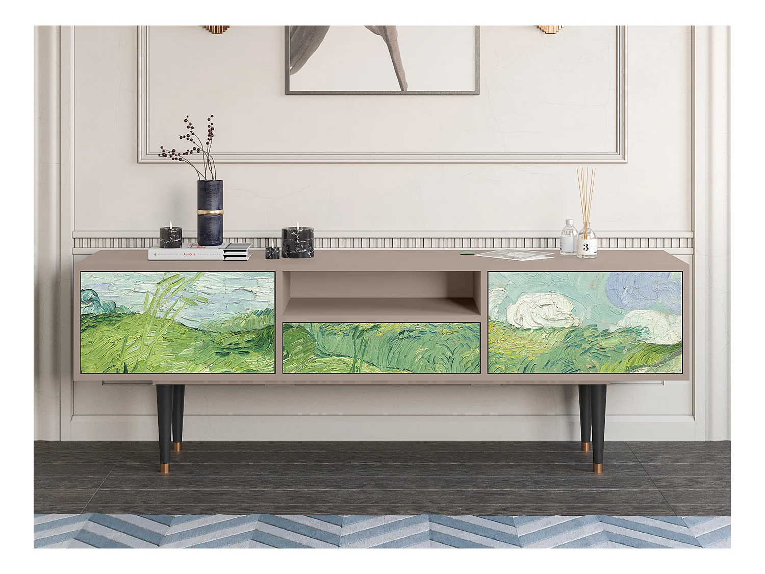 TV-Möbel - 170х59х41 cm - T6 - Green Wheat Fields, Latte