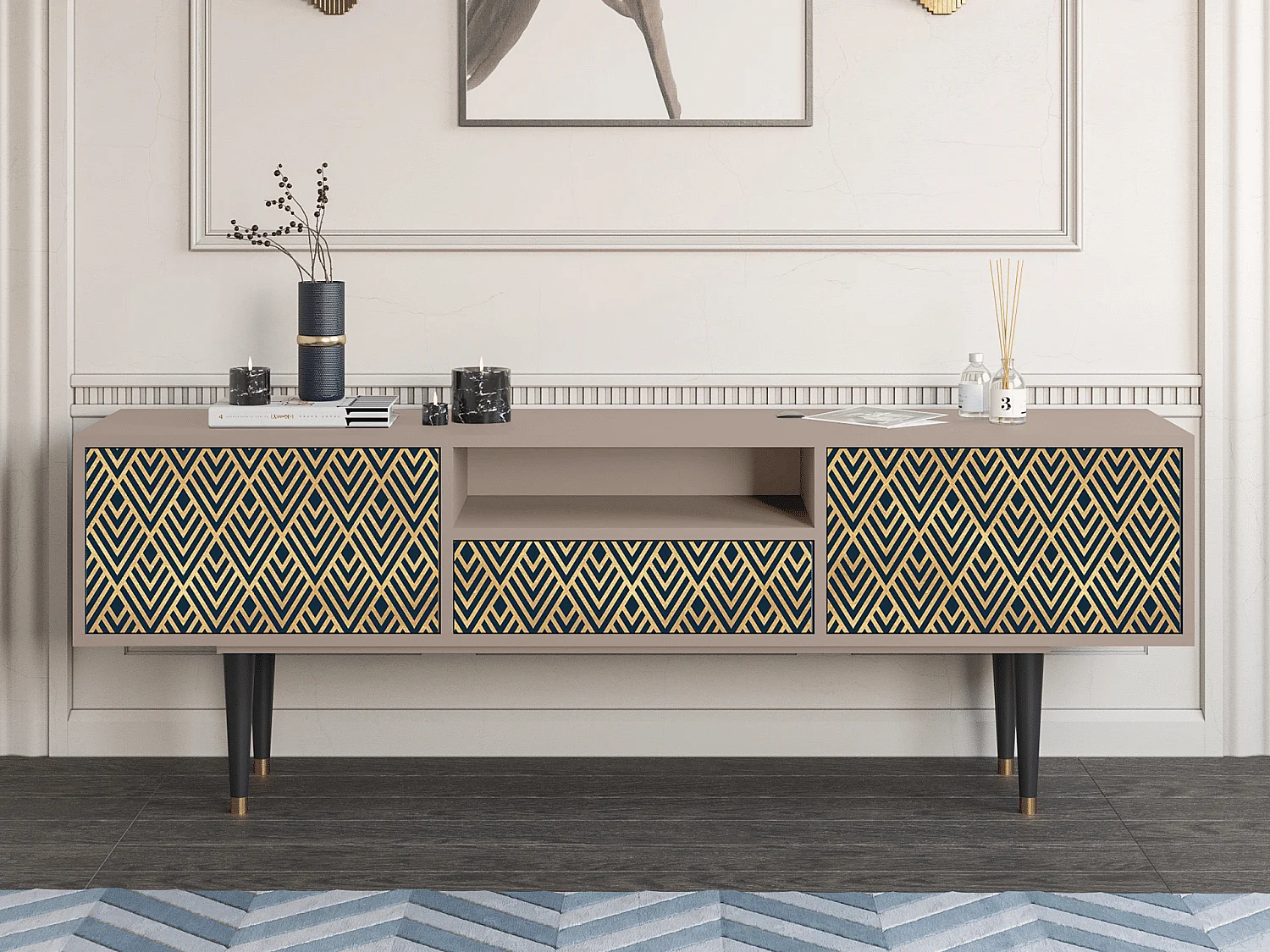 TV-Möbel - 170х59х41 cm - T6 - Egypt Triangles, Latte