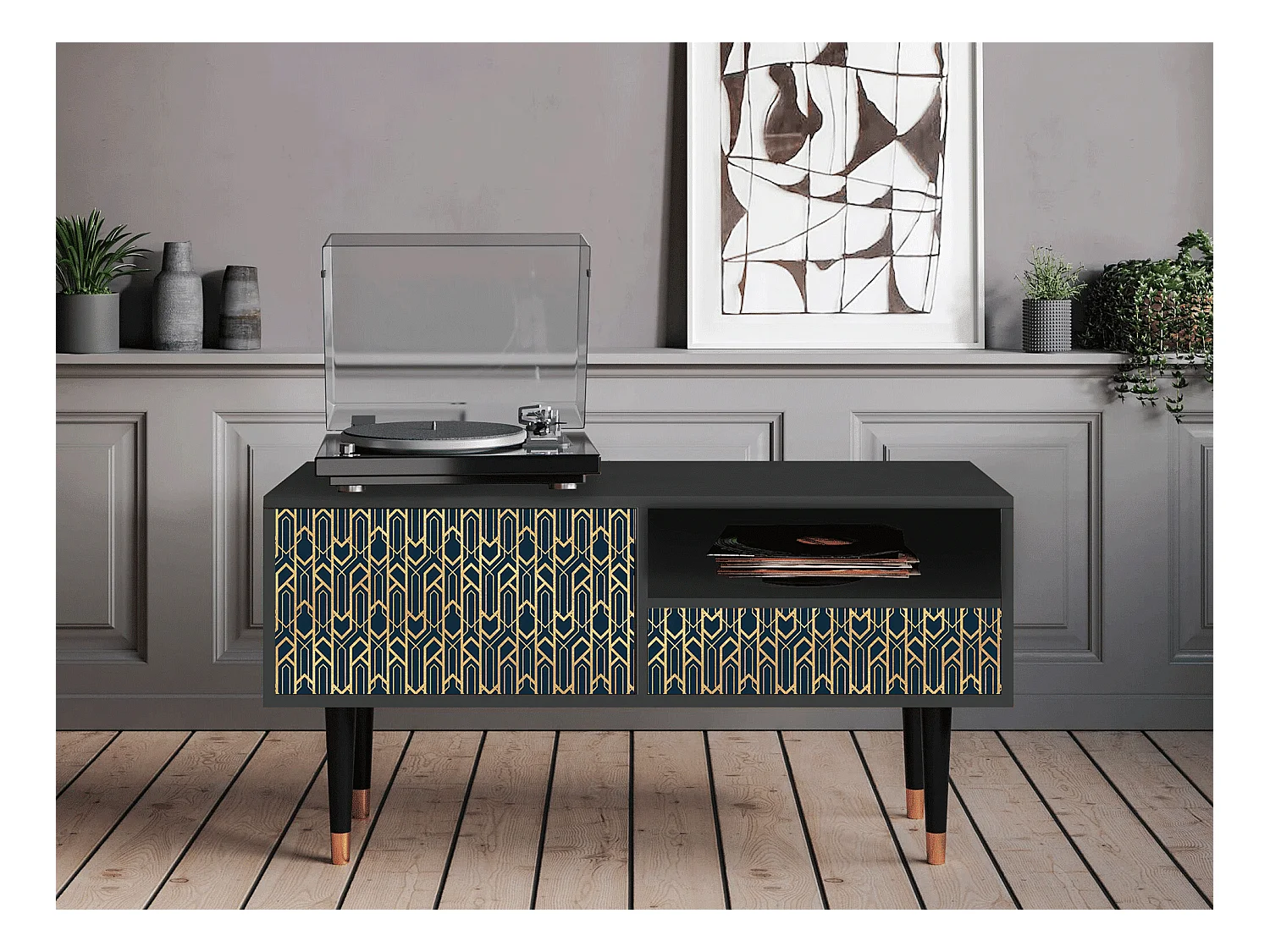 Meuble TV - 115х59х48 cm - T3 - Golden Empire, Anthracite