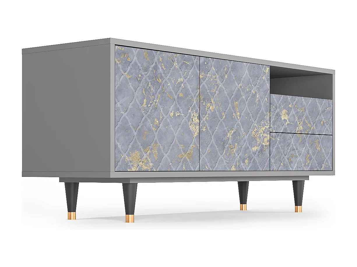 Mueble de TV - 125х56х41 cm - T7 - Golden Smoke, Cinza